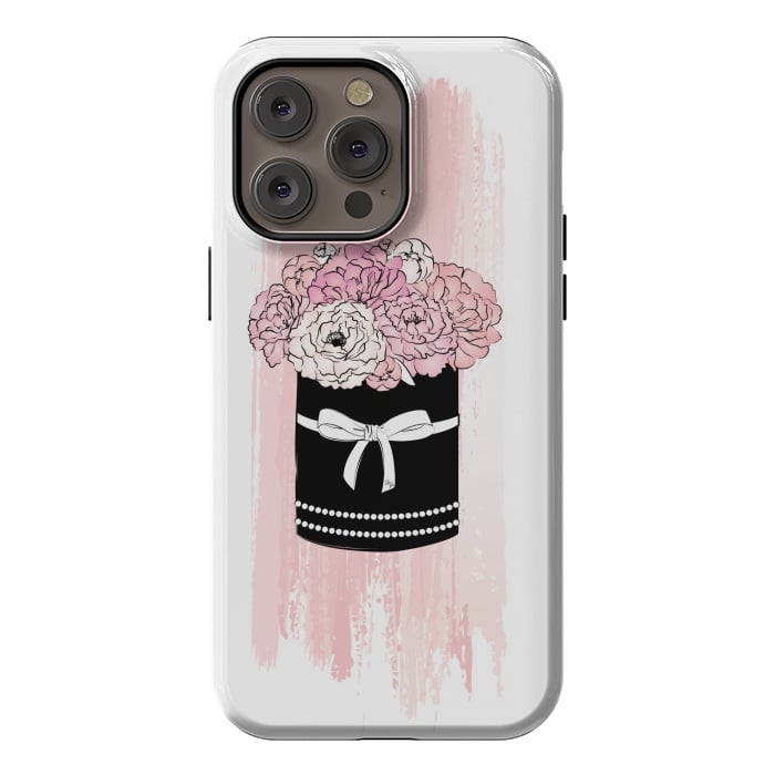 iPhone 14 Pro max StrongFit Flower Box with pink Peonies by Martina