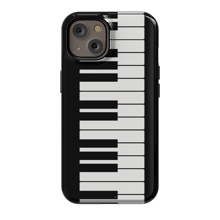 iPhone 14 StrongFit Black and white piano keys music instrument by Martina