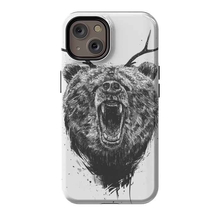 iPhone 14 StrongFit Angry bear with antlers by Balazs Solti