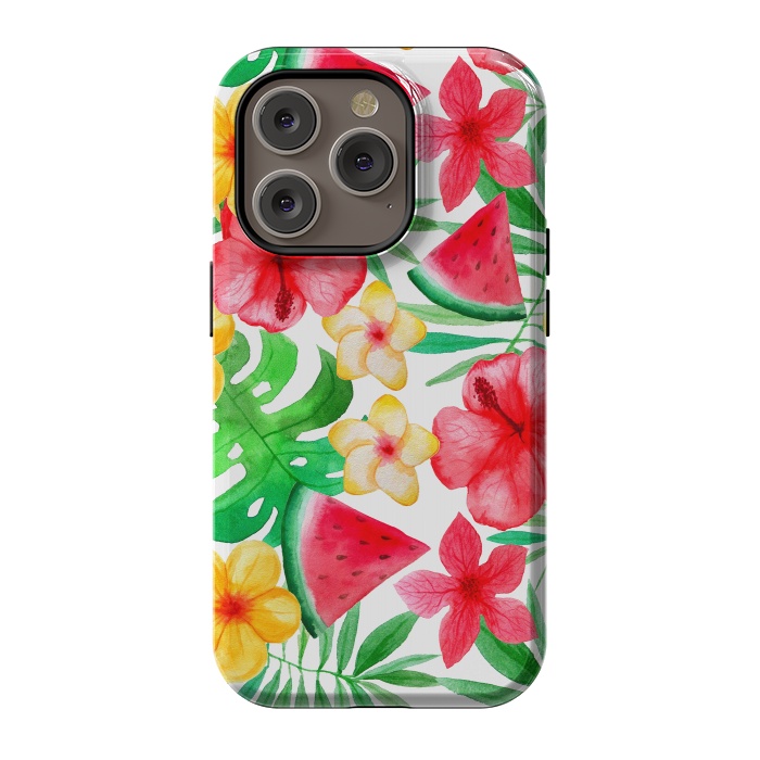 iPhone 14 Pro StrongFit Aloha Tropical Hibiscus and Melon Pattern by  Utart