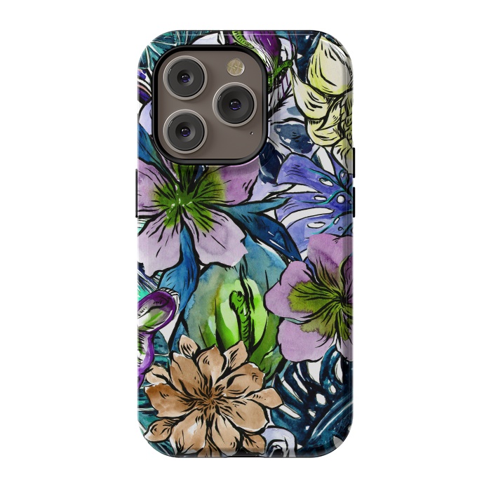iPhone 14 Pro StrongFit Purple Aloha Hibiscus Tropical Flower Pattern by  Utart