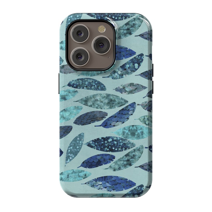 iPhone 14 Pro StrongFit Sparkling Mermaid Feathers Blue And Teal by Andrea Haase