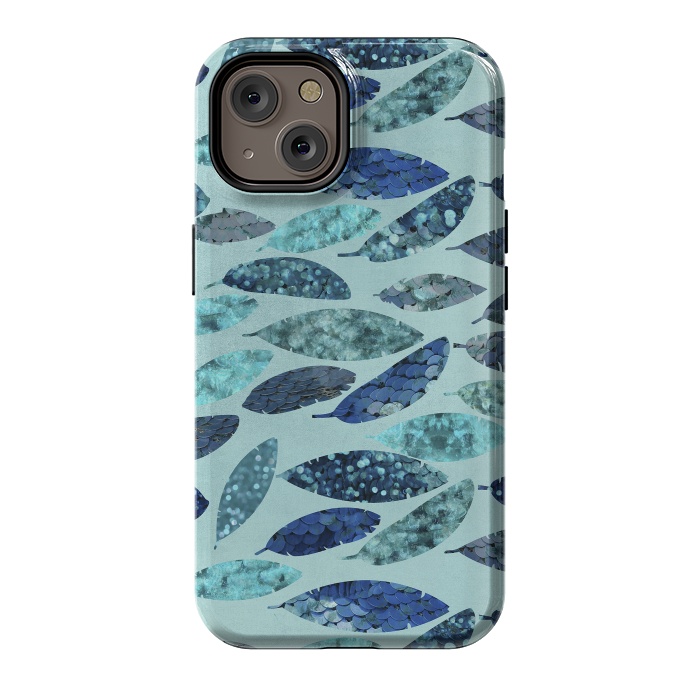 iPhone 14 StrongFit Sparkling Mermaid Feathers Blue And Teal by Andrea Haase