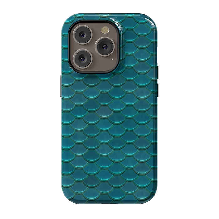 iPhone 14 Pro StrongFit Shiny Green Mermaid Scales by Andrea Haase