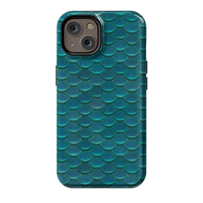 iPhone 14 StrongFit Shiny Green Mermaid Scales by Andrea Haase