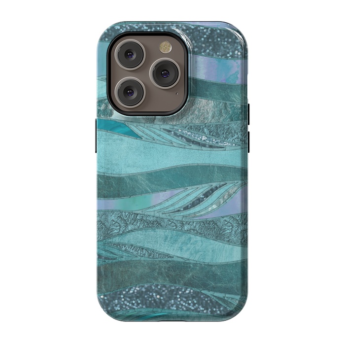 iPhone 14 Pro StrongFit Glamorous Waves Of Turquoise and Teal 2 by Andrea Haase