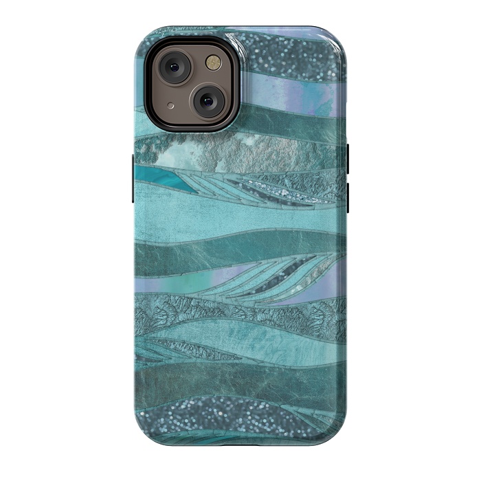 iPhone 14 StrongFit Glamorous Waves Of Turquoise and Teal 2 by Andrea Haase