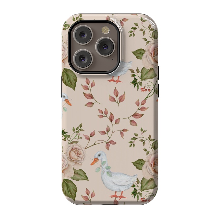 iPhone 14 Pro StrongFit Goose in Rose Garden by Creativeaxle