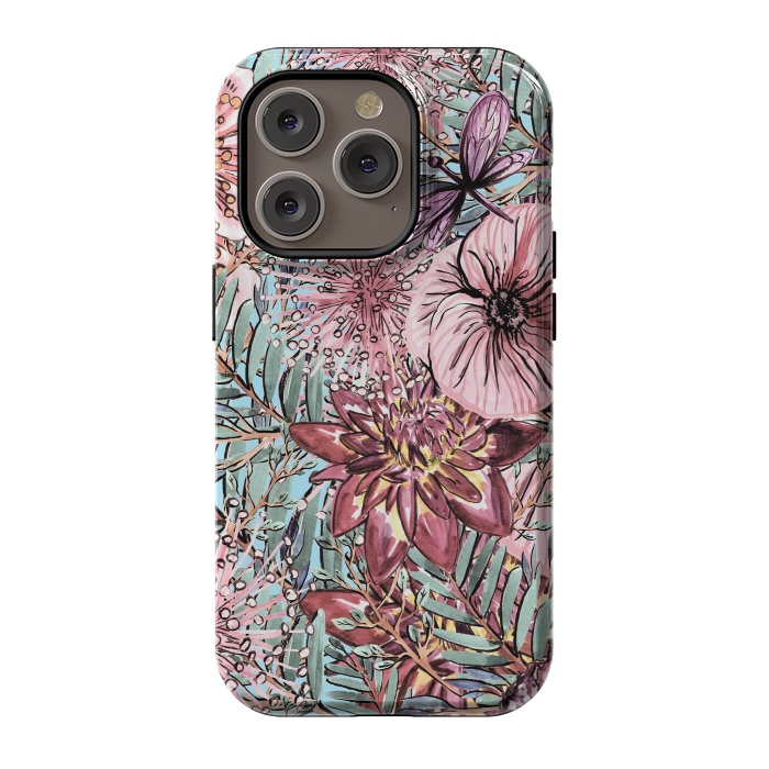 iPhone 14 Pro StrongFit Tropical Vintage Flower Pattern by  Utart