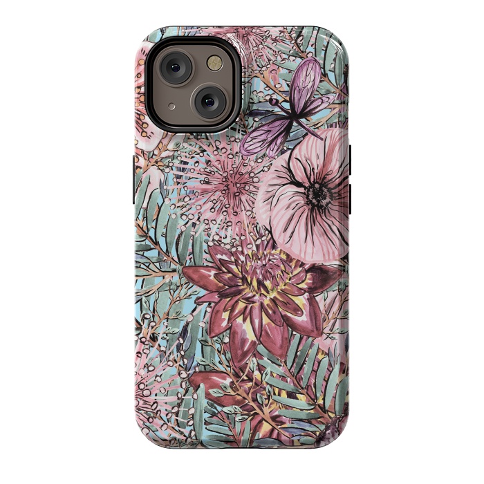 iPhone 14 StrongFit Tropical Vintage Flower Pattern by  Utart