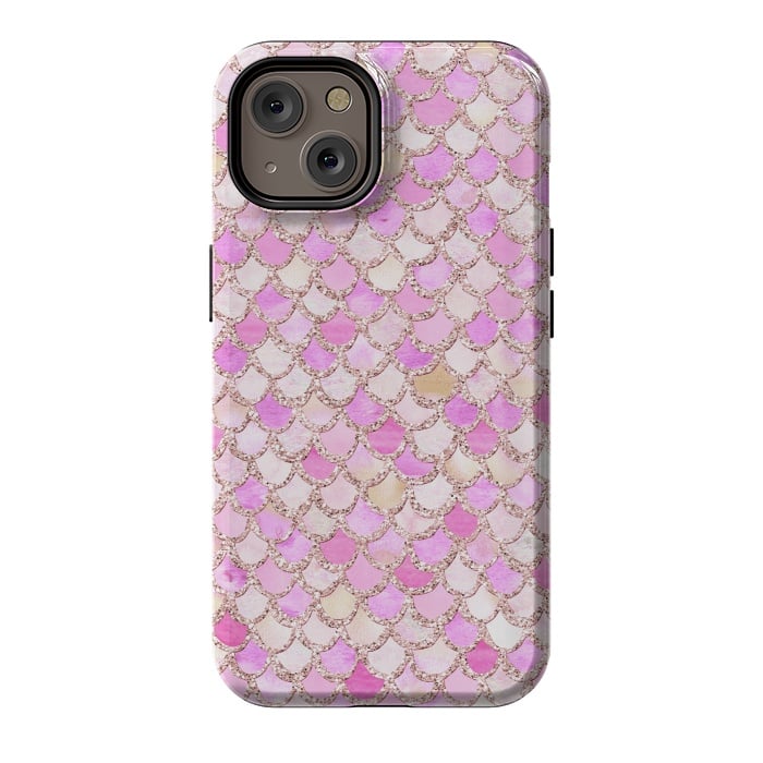 iPhone 14 StrongFit Light Pink hand drawn mermaid scales by  Utart