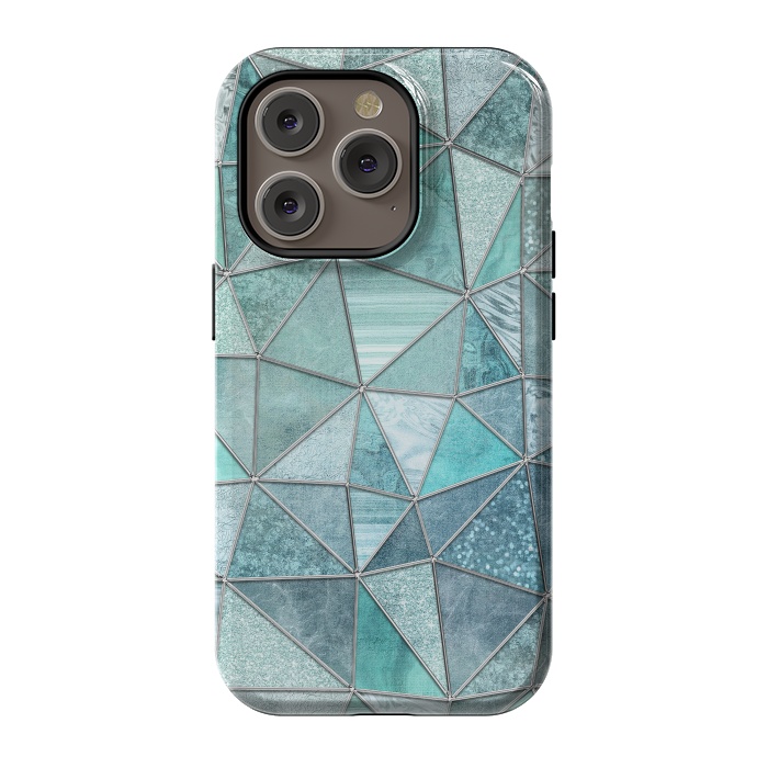 iPhone 14 Pro StrongFit Stained Glass Glamour Teal And Turquoise by Andrea Haase