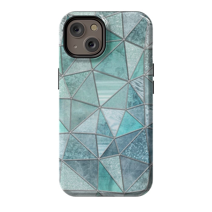 iPhone 14 StrongFit Stained Glass Glamour Teal And Turquoise by Andrea Haase