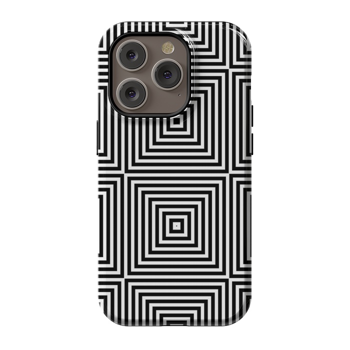 iPhone 14 Pro StrongFit Optical Illusion Black And White Squares by Andrea Haase