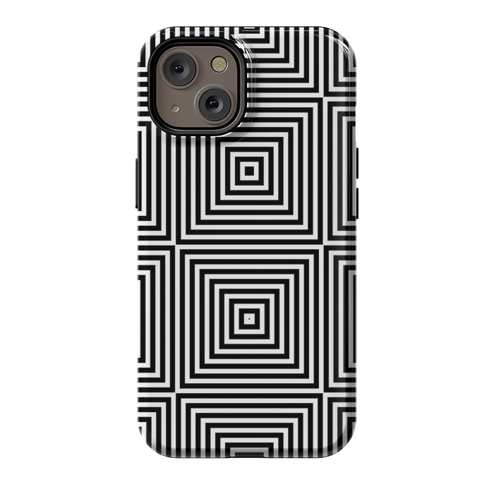 iPhone 14 StrongFit Optical Illusion Black And White Squares by Andrea Haase