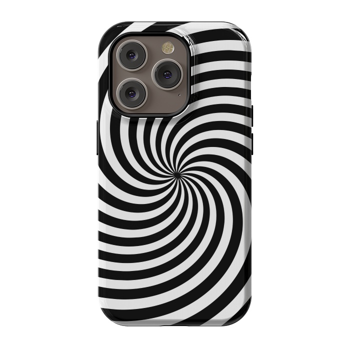 iPhone 14 Pro StrongFit Concentric Spiral Op Art Black And White 2 by Andrea Haase