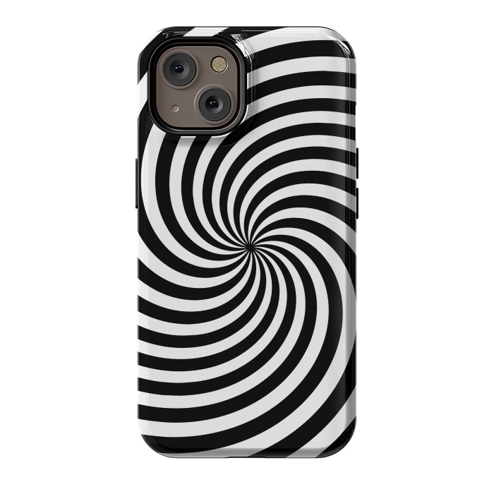 iPhone 14 StrongFit Concentric Spiral Op Art Black And White 2 by Andrea Haase