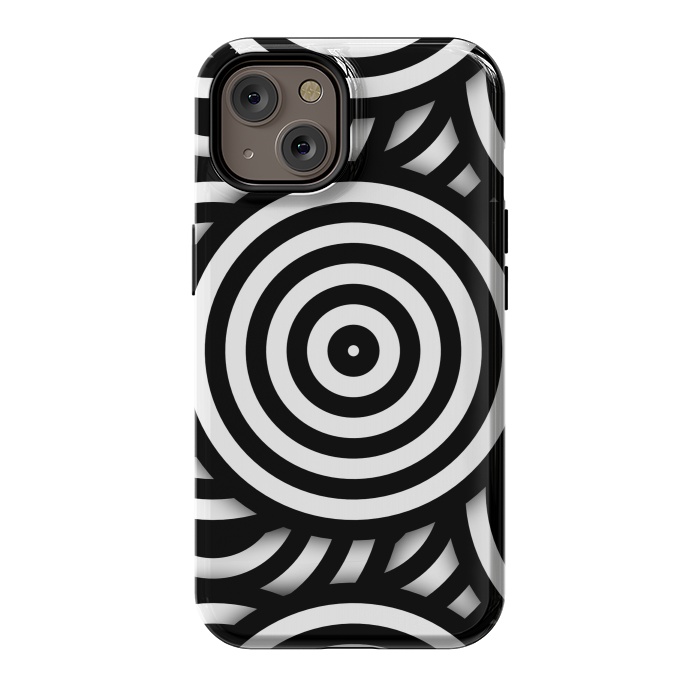 iPhone 14 StrongFit Pop-Art Circle Pattern Black White 2 by Andrea Haase