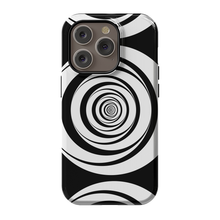 iPhone 14 Pro StrongFit Concentric Circles Pop-Art Black White 2 by Andrea Haase