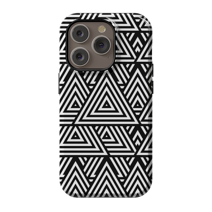 iPhone 14 Pro StrongFit Black White Triangle Pattern by Andrea Haase