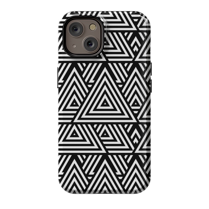 iPhone 14 StrongFit Black White Triangle Pattern by Andrea Haase