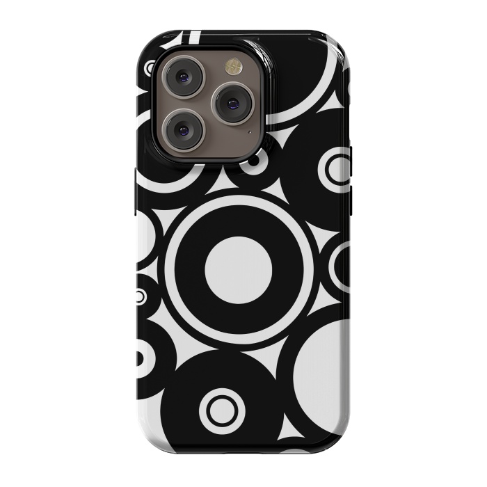 iPhone 14 Pro StrongFit Pop-Art Black White Circles by Andrea Haase