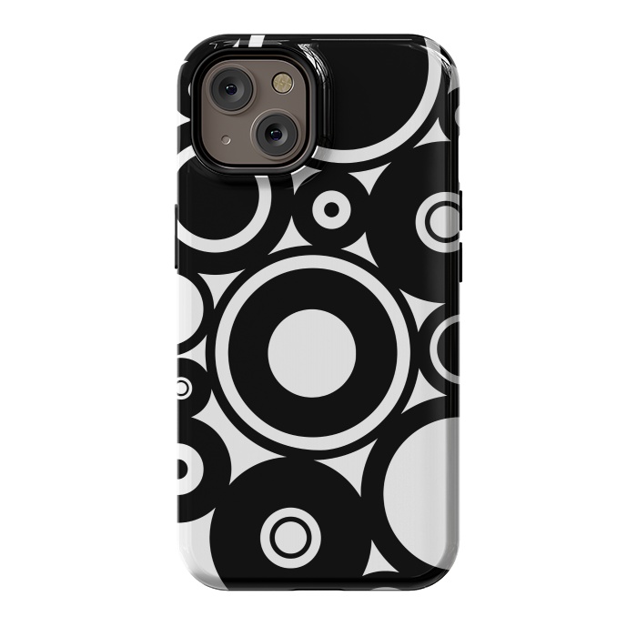 iPhone 14 StrongFit Pop-Art Black White Circles by Andrea Haase