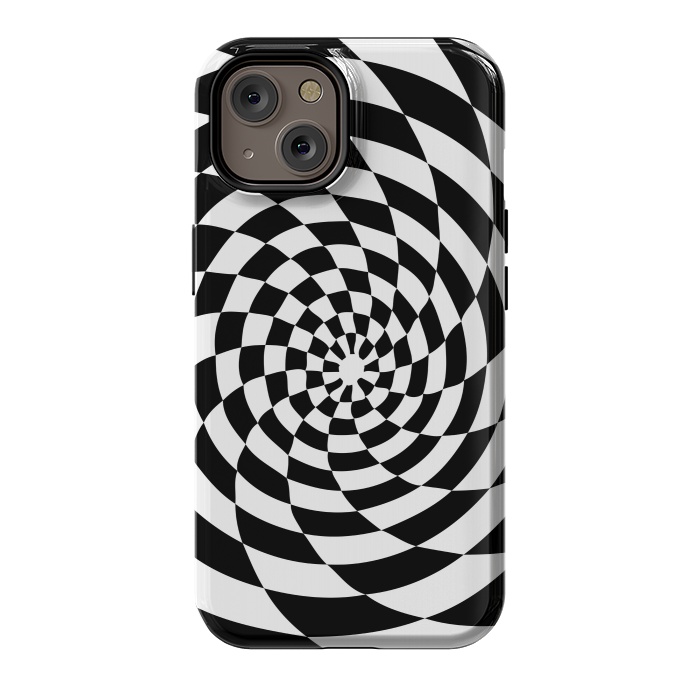 iPhone 14 StrongFit Checker Spiral Black And White by Andrea Haase