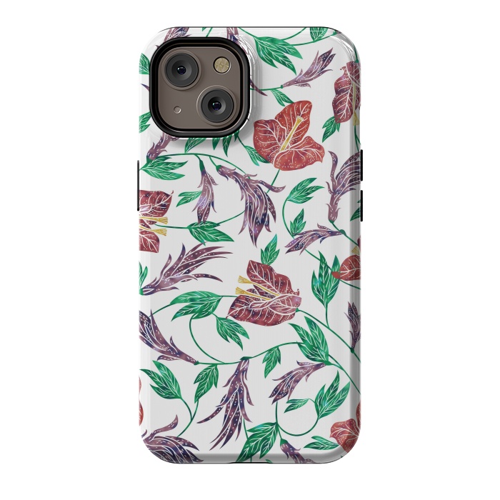 iPhone 14 StrongFit Tropical Flowers Pattern by Dushan Medich