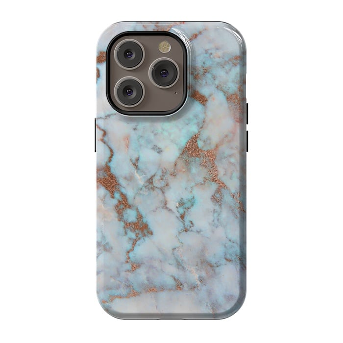 iPhone 14 Pro StrongFit White & Gold Faux Marble by Dushan Medich