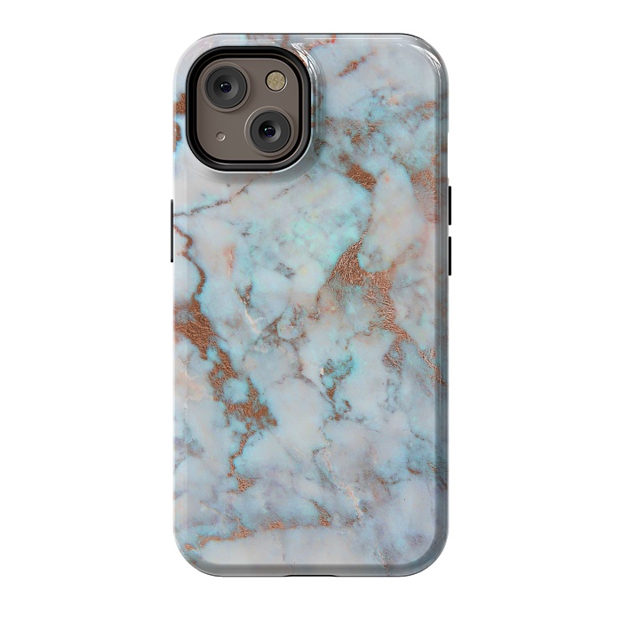 iPhone 14 StrongFit White & Gold Faux Marble by Dushan Medich