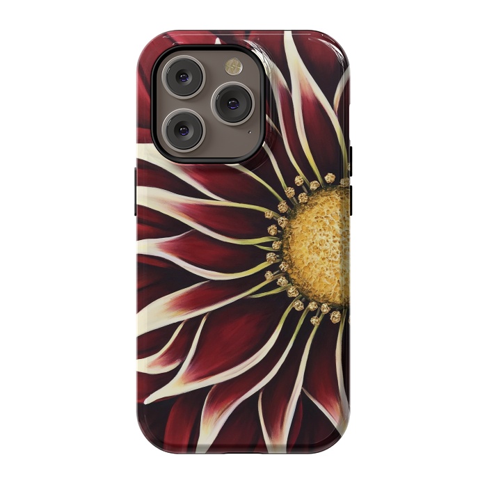 iPhone 14 Pro StrongFit Crimson Zinnia by Denise Cassidy Wood
