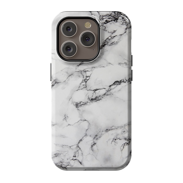 iPhone 14 Pro StrongFit White Marble Stone Print by Dushan Medich