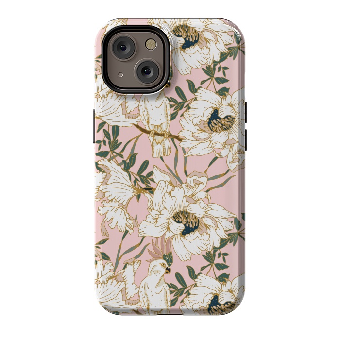 iPhone 14 StrongFit Exotic birds on flowers by Mmartabc