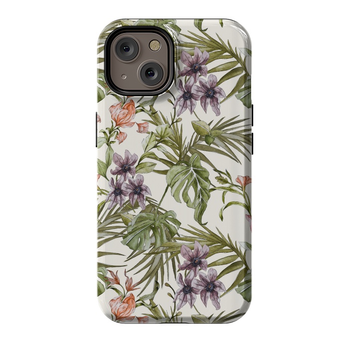 iPhone 14 StrongFit Watercolor tropical foliage by Mmartabc