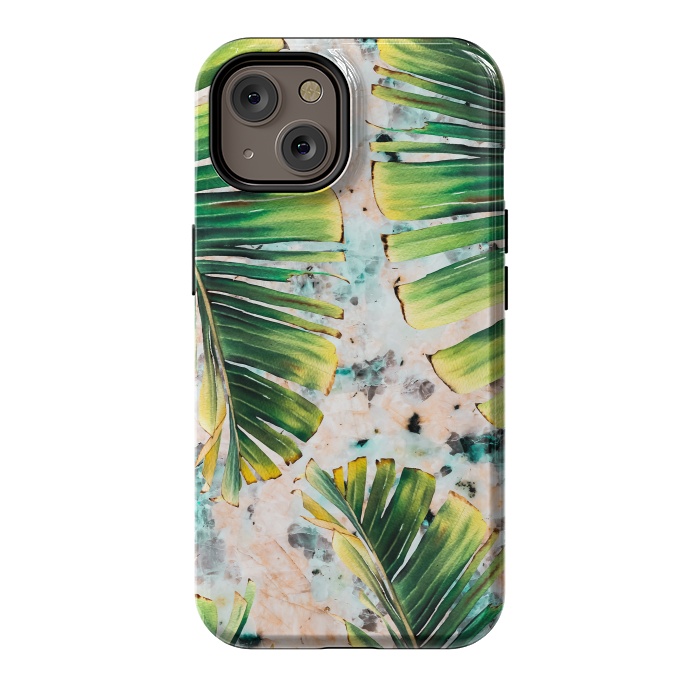 iPhone 14 StrongFit Palm leaf on marble 01 by Mmartabc