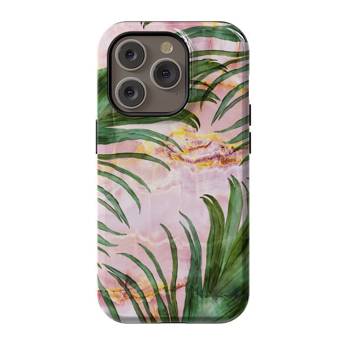 iPhone 14 Pro StrongFit Palm leaf on marble 03 by Mmartabc