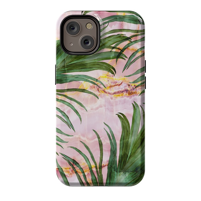 iPhone 14 StrongFit Palm leaf on marble 03 by Mmartabc