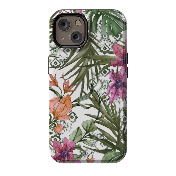 iPhone 14 StrongFit Tropical tribal floral by Mmartabc