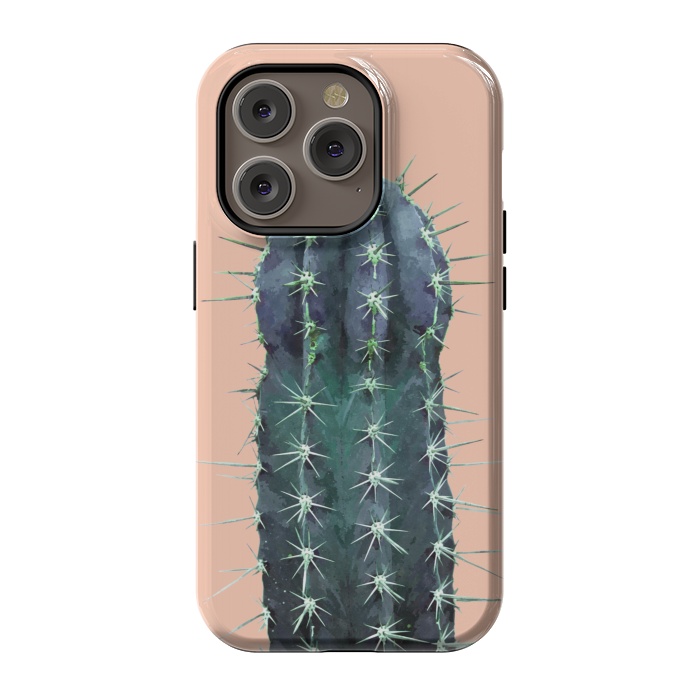 iPhone 14 Pro StrongFit Cactus Illustration Pink Background by Alemi