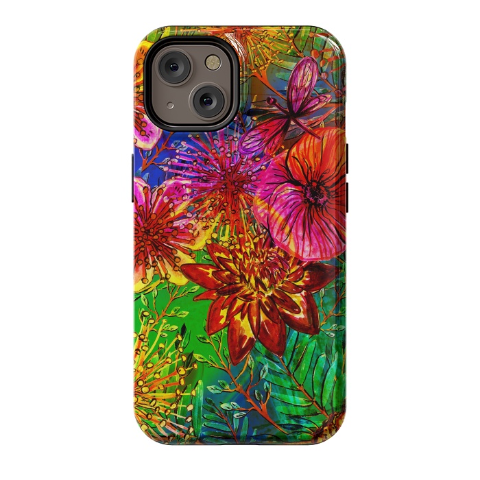 iPhone 14 StrongFit Colorful Flower Jungle by  Utart