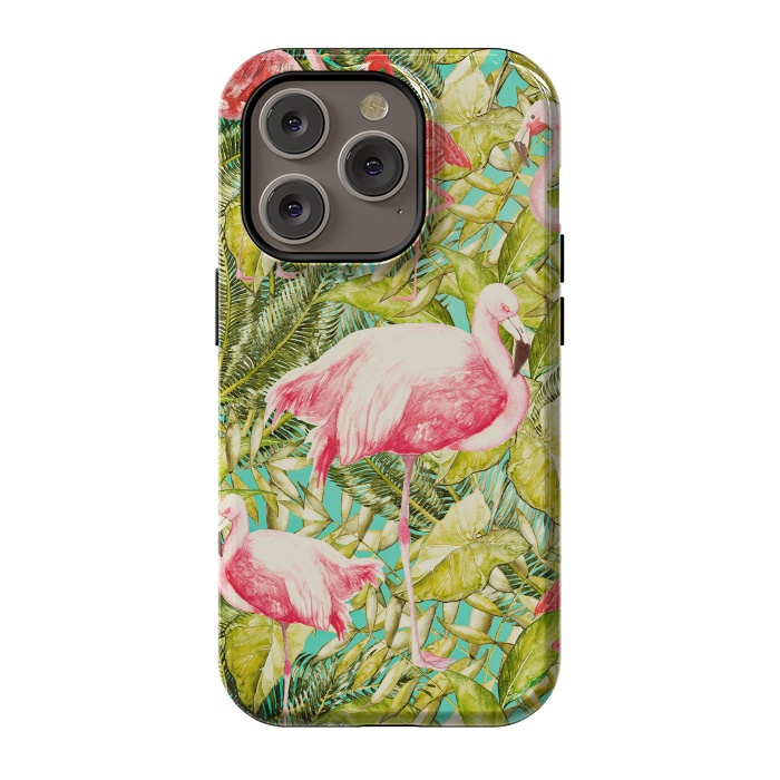 iPhone 14 Pro StrongFit Aloha Tropical Flamingo Jungle by  Utart