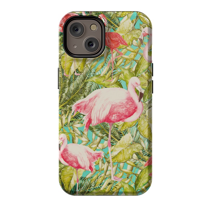 iPhone 14 StrongFit Aloha Tropical Flamingo Jungle by  Utart