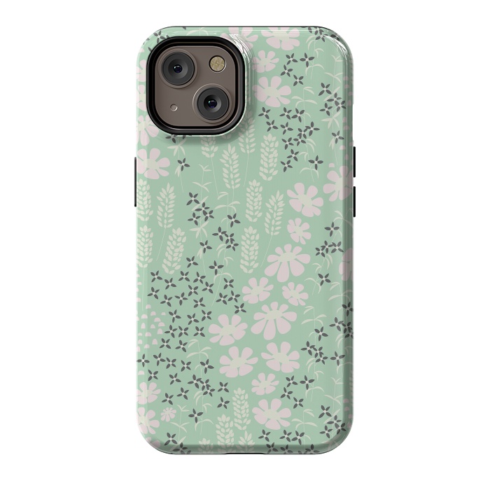 iPhone 14 StrongFit Floral Mint Pattern 013 by Jelena Obradovic