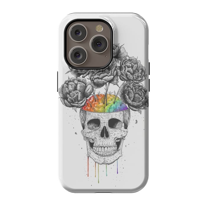 iPhone 14 Pro StrongFit Skull with rainbow brains by kodamorkovkart