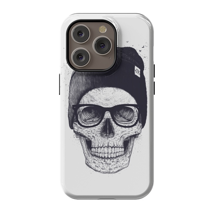 iPhone 14 Pro StrongFit Black skull in hat by kodamorkovkart