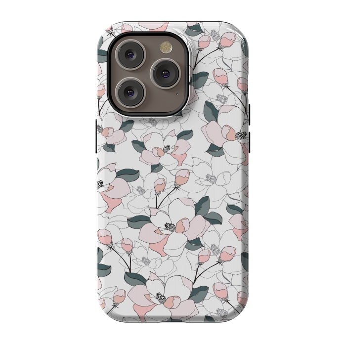 iPhone 14 Pro StrongFit Magnolias by Dunia Nalu