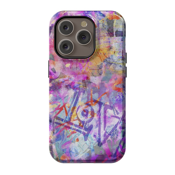 iPhone 14 Pro StrongFit Pink Grunge Graffiti Wall by Andrea Haase