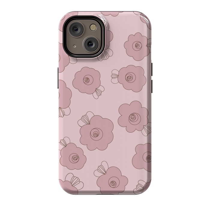 iPhone 14 StrongFit Fluffy Flowers - Pink on Pink by Paula Ohreen
