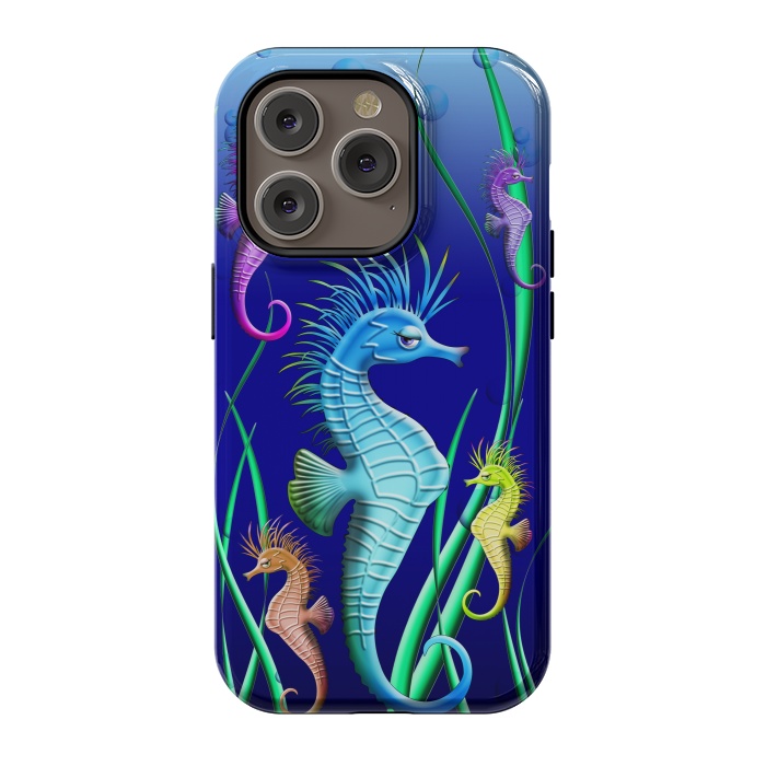 iPhone 14 Pro StrongFit Seahorses Underwater Scenery by BluedarkArt